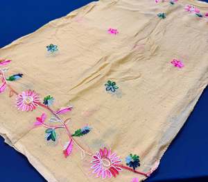 Beige color Pure chiffon based soft embroidery work dupatta with fine stores work all over