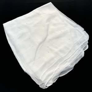 White color Pure chiffon based soft plain & mukaish work dupatta