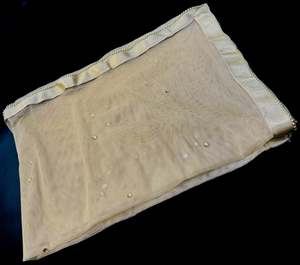 Plain Dupatta: Golden color Netting based stone work design with pearls beaded lace work dupatta