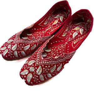 Red Color Pure leather very soft double cushioned based embroidery work Beautifu&hellip;