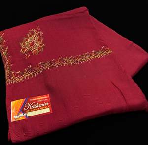 Maroon color Women's Plain Pure woolen Kashmiri Shawl