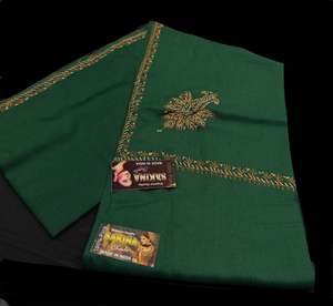 Woolen Shawls Scarfs: Dark Green color Women's Plain Pure woolen Kashmiri Shawl
