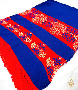 Royal Blue colour very warm woolen printed shawl