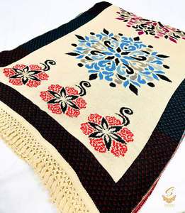 Golden Beige colour very warm woolen printed shawl