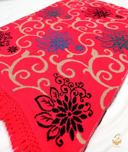 Woolen Shawls Scarfs: Hot Pink colour very warm woolen printed shawl