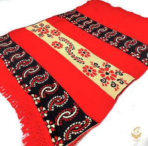 Bright Red colour very warm woolen printed shawl