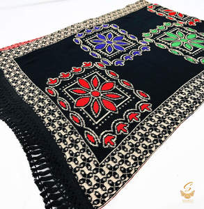 Black colour very warm woolen printed shawl