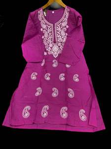 Kurti: Purple color pure cotton based lakhnavi work kurti