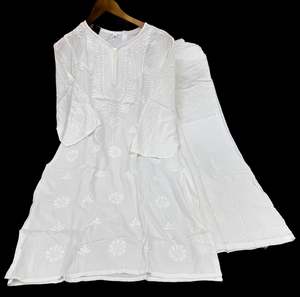 White color Very very soft Pure Rayon based lakhnavi work kurti with white color&hellip;