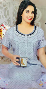 Womens Nighties Maternity Feeding Nighties: Cotton based Printed fabric women's nighty (size 46) Length-55 inch (Front button open)
