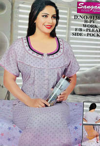 Womens Nighties Maternity Feeding Nighties: Cotton based Printed fabric women's nighty (size 46) Length-55 inch (Front button open)