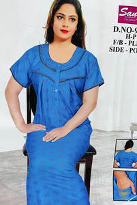 Cotton based Printed fabric women's nighty (size 46) Length-55 inch (Front button open)