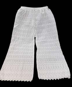 Leggings Or Tights: Cotton based Chikankari work Plazo (length 38inches,stretchable waist size up to 46 inches max)