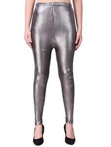 Leggings Or Tights: Silver black shade shimmery stretchable lycra lagging