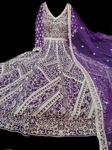 (Video clip attached ) Purple color Netting based heavy Embroidery With Sequined&hellip;