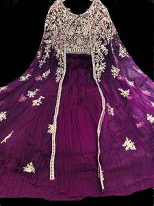 Georgette Based embroidery & stone work Designer Flared Kameez /Gown With jacket&hellip;