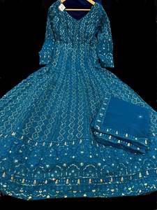 Pure georgette chiffon Based Lakhnavi Embroidery Work With Sequins Work All Over&hellip;