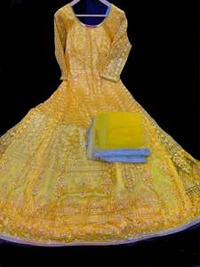 Georgette Based Lakhnavi Embroidery Work With Sequins Work All Over Lehnga And C&hellip;