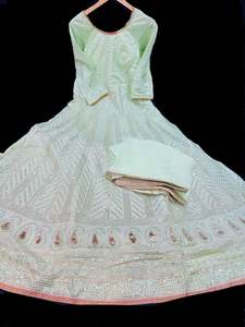 Georgette Based Lakhnavi Embroidery Work With Sequins Work All Over Lehnga And C&hellip;