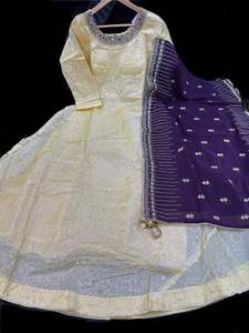 Chinnon Based embroidery with hand work neck design and embroidery work all over&hellip;