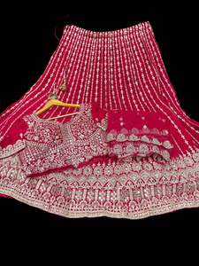 Crop Top: Georgette based beautiful embroidery work blouse with sequins work all over lehnga and Georgette dupatta