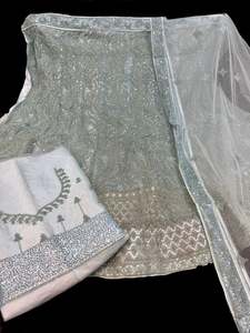 Pastel Baby Blue color full of stones work with embroidery work all over heavy f&hellip;