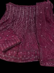 Party wear wine color multicoloured sequined and embroidery work multiflared ver&hellip;