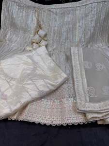 (Video clip attached )Party wear cream color multicoloured sequined and embroide&hellip;