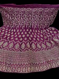 Party Wear Lehnga: Wine Purple color Netting based full of sequined work multiflared beautiful lehnga with embroidery work design in blouse and embroidery dupatta (Unstitched Lehnga)