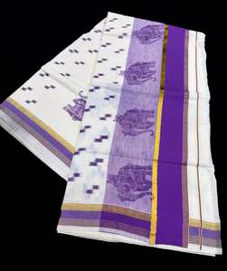 KERALA KASAVU COTTON SAREE WITH BEAUTIFUL ELEPHANT PRINT