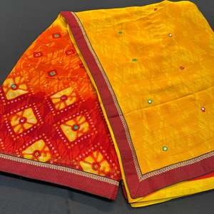 Saree 1: Pure Georgette Based With bandhani Print Soft Saree