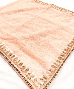 Peach colour georgette based lakhnavi work Dulha Sherwani Dupatta