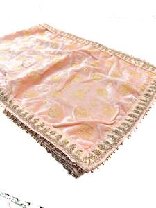 Peach colour velvet silk based Dulha Sherwani Dupatta