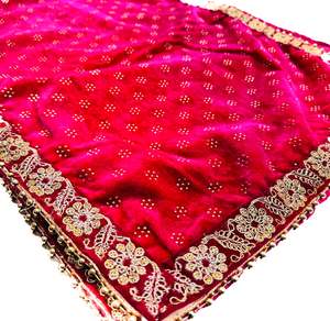 Groom Pagdi Groom Sherwani Dupatta: Hot Pink colour velvet based golden print work Dulha Sherwani shawl