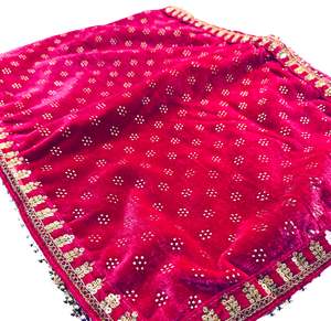 Groom Pagdi Groom Sherwani Dupatta: Hot Pink colour velvet based golden print work Dulha Sherwani shawl