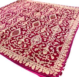 Groom Pagdi Groom Sherwani Dupatta: Hot Pink colour velvet based golden embroidery work Dulha Sherwani shawl