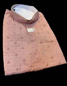 Dusky Rosegold color rayon based Chikankari with sequinned work Men’s short le&hellip;