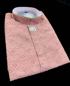 Dusky Rose gold color rayon based Chikankari with sequinned work Men’s short l&hellip;