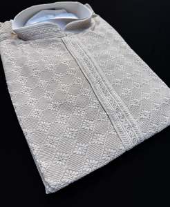 Guru Shirts Or Kurta: Bone Grey color rayon based Chikankari with sequinned work Men’s short length kurti (31 inches - 36 inches)according to sizes