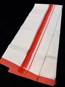 Woven Cotton Kerala Mundu / Dhoti in White ( 3.75 mtrs )