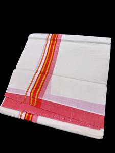 Mens Dhoti Mundu Gamcha: Woven Cotton Kerala Mundu / Dhoti in off White ( 4mtrs )