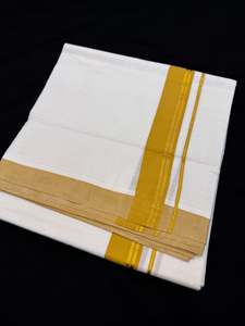 Woven Cotton Kerala Mundu / Dhoti in off White ( 4 mtrs )