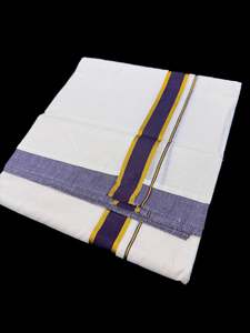 Woven Cotton Kerala Mundu / Dhoti in off White ( 4 mtrs )