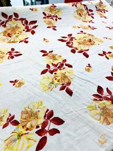 cream colour floral print beautiful soft rayon fabric (per meter) 110 cm width
