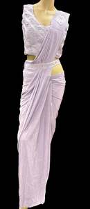 Lavender color Size 38 (Upto 40) stone work designer readymade blouse with Readymade Saree