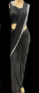 Size 38( Upto 40) Sequinned work designer readymade blouse with Readymade Saree