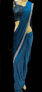 Size 38( Upto 40) Sequinned work designer readymade blouse with Readymade Saree
