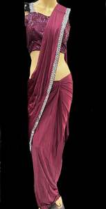 Readymade Sarees 1: Size 38( Upto 40) Sequinned work designer readymade blouse with Readymade Saree