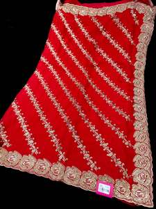 Heavy Work Sarees 1: (Video clip attached)Red color shimmery Jimmy Choo base embroidery work with stones work all over on Saree and heavy embroidery with stones work border