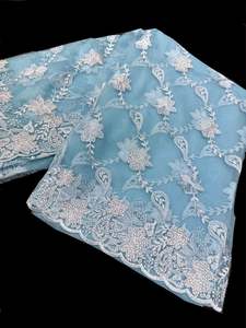 Sky Blue color Heavy work designer Saree with netting base fabric and stones wor&hellip;